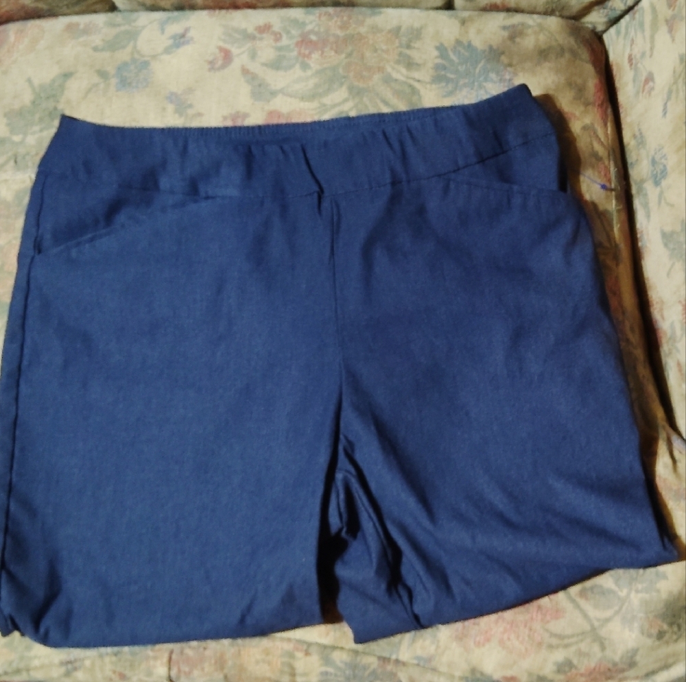 Time and Tru Women's Blue Stretchy Casual Pants - Women's Size Medium (8-10)